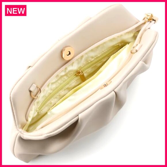 Pleated PU Leather Clutch with Detachable Chain Strap, Convertible Crossbody Bag